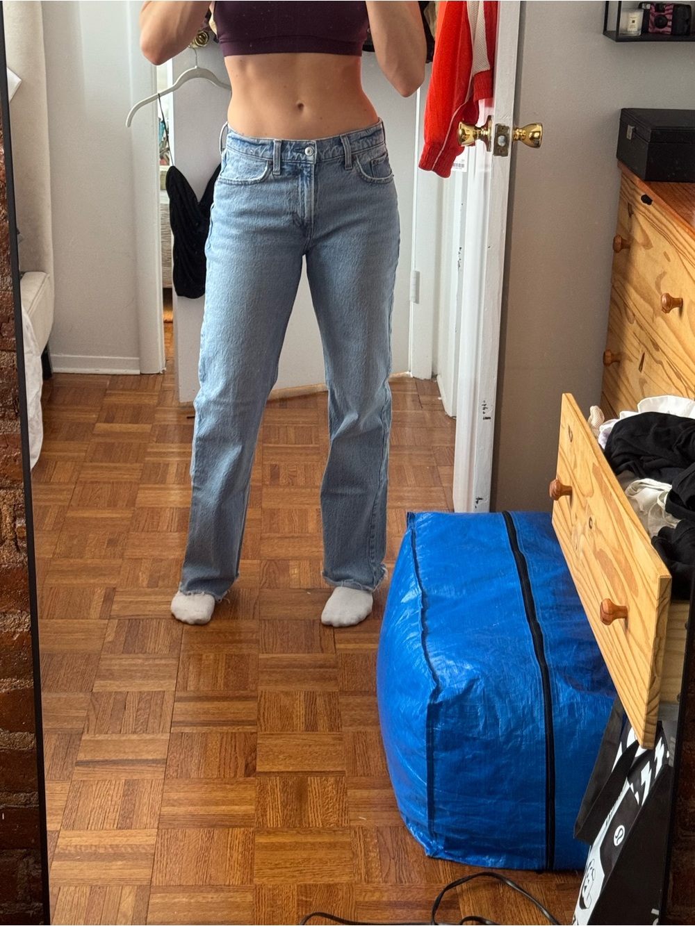 Abercrombie the baggy low rise light wash jeans